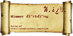 Wimmer Örkény névjegykártya